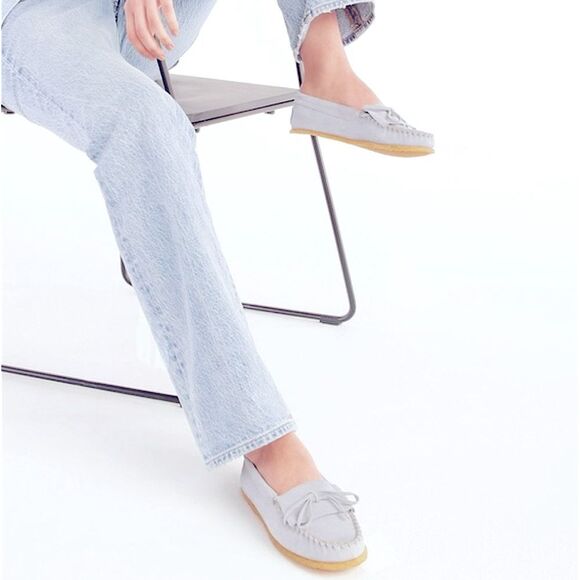 J.Crew Soft Suede Moccasin driving loafers in Powder Blue Size 8 - Picture 1 of 10